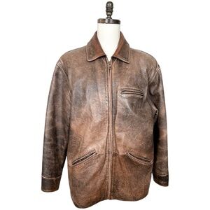 Vintage Colebrook & Co Brown Distressed Leather Jacket